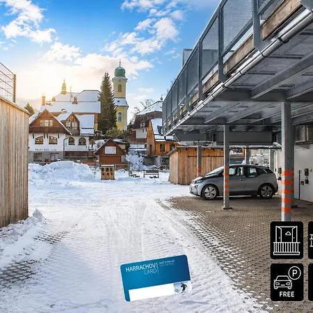 Enjoyharrachov - Atraktivni Klidny Klimatizovany 20 V Centru Harrachova S Parkovanim, Wifi-wlan, Sat, Herni Konzoli, Ipad, Netflix Zdarma, Moznosti Dobijeni Auta, Vyhledem Do Zahrady A Na Kostelik Jen 150m Od Lanovky Harrachov